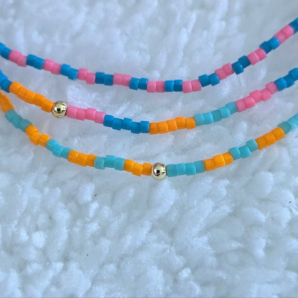 Gorjana "Gigi Stripe" Glass🪟 Bead Stretch Bracelet Trio3️⃣ (MIAMI) - NWT - Picture 6 of 16